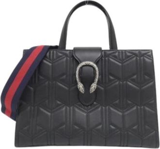 Gucci Pre-owned Vintage Quilted Handbag - Dames - Vintage Handtas - Zwart - ONE Size - Leer - Vintage