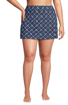 Lands End Swim Skirt Swim Bottoms in Seashell Geo/navy at Nordstrom, Size 26W