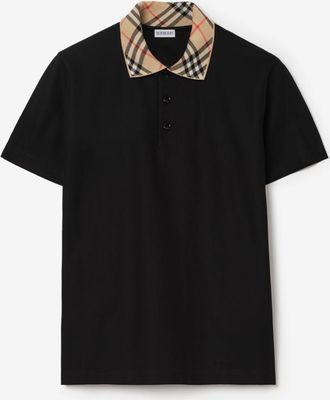 Burberry Check Collar Cotton Polo Shirt