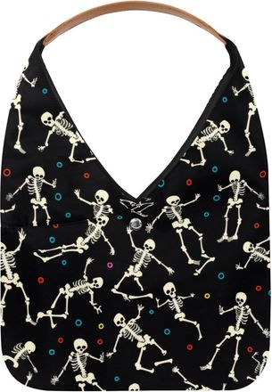 Generic Dance Skeleton Colored Circles Pattern Reusable Lightweight Grocery Bags - Foldable Into Compact Pouch, Washable & Sturdy, Multipurpose for Shopping a