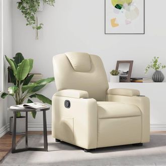 vidaXL Sill&oacute;n Reclinable De Cuero Sint&eacute;tico Crema Vidaxl