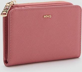 Mango Portafoglio effetto Saffiano falda rosa - Donna - Taglia unica - MANGO