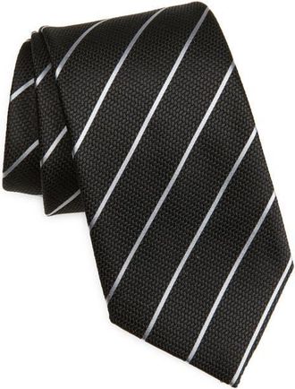 Tom Ford Stripe Jacquard Mulberry Silk Tie in Black at Nordstrom