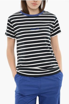 Woolrich Striped Organic Cotton T-Shirt With Embroidered Logo size L