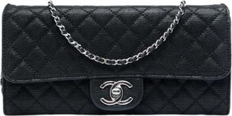 Chanel Pre-owned Quilted Flap Clutch - Dames - Vintage Clutch - Zwart - ONE Size - Leer - Vintage