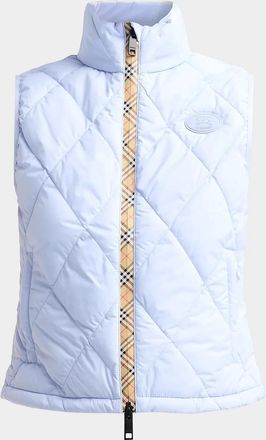 Burberry Cheswick Check-Placket Quilted Vest