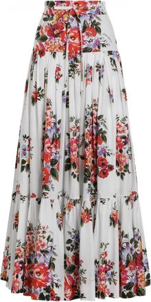 Dolce & Gabbana Gonna a fiori con coulisse - Bianco