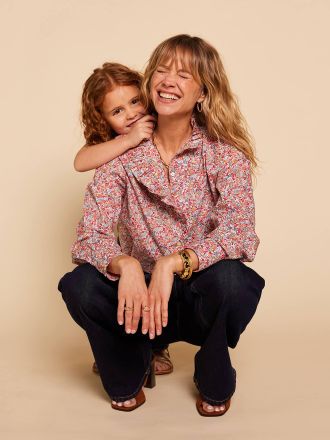 Envie de Fraise Damen Bluse mit R&uuml;schenkragen, Bio-Baumwolle Mama-Tochter-Capsule BLUMIG ENVIE DE FRAISE mehrfarbig