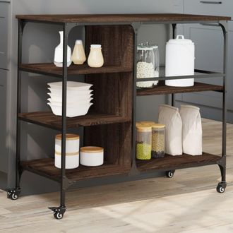 vidaXL Carrito De Cocina Madera Ingenier&iacute;a Marr&oacute;n Roble 100x45x89,5 Cm Vidaxl