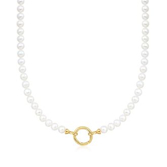 Ross-Simons 5-6mm Cultured Pearl Charm-Compatible Necklace in 18kt Gold Over Sterling