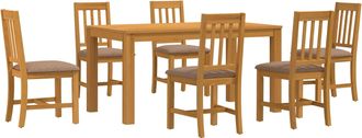 vidaXL Conjunto De Comedor 7 Uds. Gris Madera De Roble S&oacute;lido Vidaxl