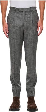 Pantaloni Torino Slim-fit Trousers, male, Gray, S, Slim Fit Pleated Trousers