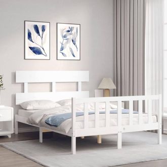 Berkfield Home Beautiful Bed Frame with Headboard White 120x200 cm Solid Wood