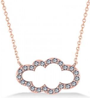 Allurez Cloud Outline Diamond Pendant Necklace 14k Rose Gold (0.23ct)