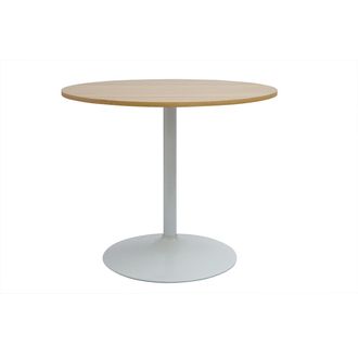 Miliboo Mesa De Comedor Redonda De Dise&ntilde;o Acabado En Roble Blanco D90 Cm Calista
