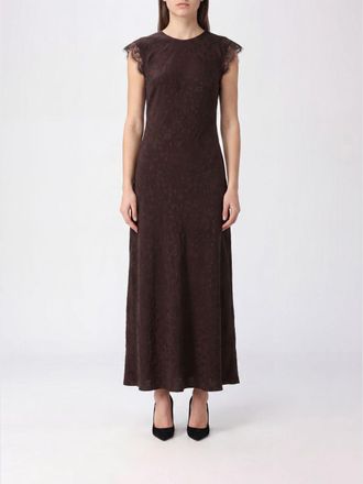 Pinko Sleeveless Long Sheath Ceremony Gown in Cr&ecirc;pe with Lace Inserts