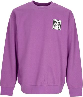 Obey Iconische Crewneck Sweatshirt Lichtgewicht French Terry - Heren - Sweatshirts - Paars - XS - Katoen - Hoodies & sweatvesten