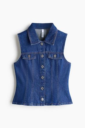 H&M Peplum Denim Waistcoat in Denim Blue at Nordstrom, Size Xx-Large