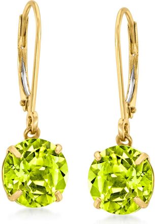 Ross-Simons Peridot Drop Earrings in 14kt Yellow Gold