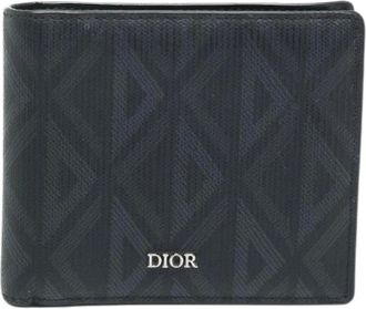Dior Pre-owned Wallets, male, Black, Size: ONE SIZE Pre-owned Diamond Bifold Wallet
