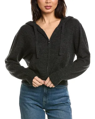 Brodie Cropped Zip Up Wool & Cashmere-Blend Hoodie