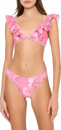 Milly Womens Canopee Ruffle Bikini Top In Pink