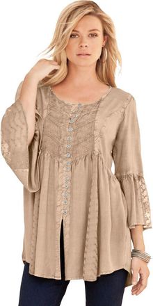 Roaman's Taylor Acid Wash Big Shirt in New Khaki at Nordstrom, Size 20