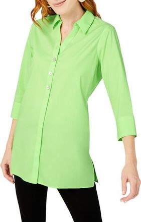 Foxcroft Pamela Stretch Button-Up Tunic in Sweet Kiwi at Nordstrom, Size 8