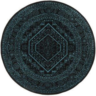 Safavieh Alfombra polipropileno negro/verde azulado 183 x 183 cm