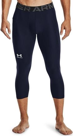 Under Armour Heatgear Armour 3/4 Leggings Mens Casual Pants Midnight Navy/White : 3XL, Polyester/Elastane