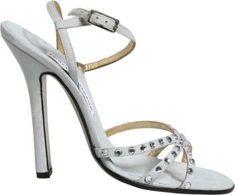 Dolce & Gabbana White Rhinestone High Heeled Sandals Womens Shoes (Pre-Owned)