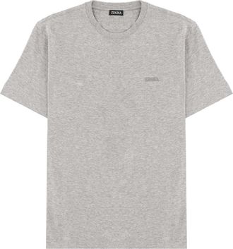 Ermenegildo Zegna Grey Logo Crew Neck T-Shirt