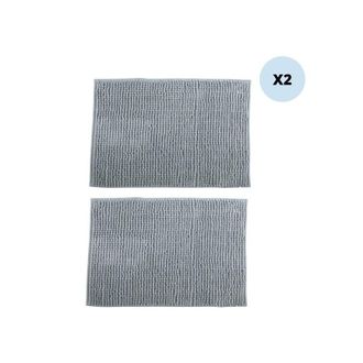 MSV Juego De 2 Alfombras De Ba&ntilde;o Chenille Microfibra 50x80cm Gris Claro Msv