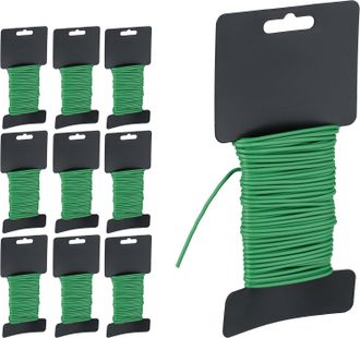 OEM Paquete De 10 Rollos De Alambre, 10 M De Largo, 2,8 Mm De Di&aacute;metro, Recubierto, Accesorios De Jardiner&iacute;a, Verde