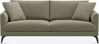 Castlery Lena Sofa Customized, Performance Classic Twill Moss, Matte Black Legs, Spill Resistant, Removable Covers for Sofas