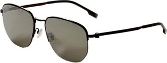 HUGO BOSS Mens Matte Dark Ruthenium 57mm Sunglasses