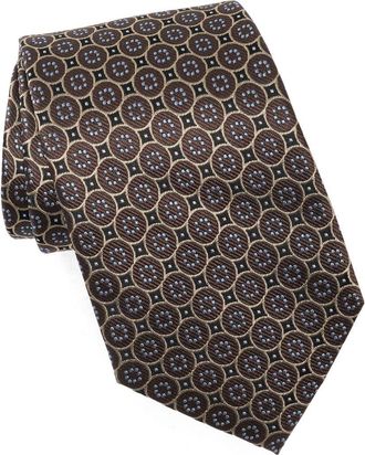 Duchamp Medallion Jacquard Silk Tie in Brown at Nordstrom Rack