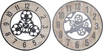 DKD Home Decor Wall Clock - LANA DECO - Gear - Natural Black - 60 cm - Contemporary Design