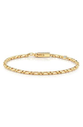 Crislu Layer Up Box Chain Bracelet in 18Kt Yellow Gold /Clear Stone at Nordstrom, Size 6.5