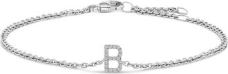 House of Brilliance 10K Gold Diamond Accent A-Z Initial Charm and Link Bracelet in White | B at Nordstrom