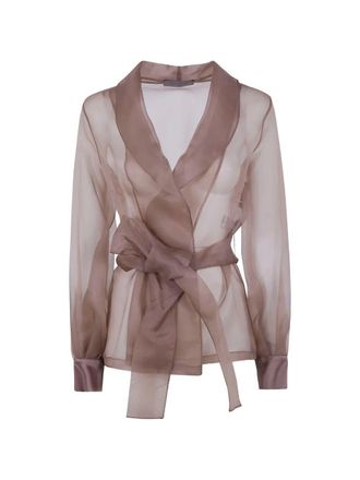 D.exterior D. EXTERIOR Organza Silk Belted Jacket