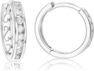 Vir Jewels 1/3 cttw Diamond Hoop Earrings.925 Sterling Silver 16 Stones Dangle 1/2 Inch