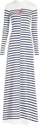 Jean Paul Gaultier Striped Logo Detail Fitted Maxi Dress
