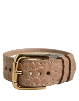 Dolce & Gabbana Croc-Embossed Calf Leather Belt - Brown