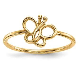 Diamond2Deal 14k Yellow Gold Polished Butterfly Ring