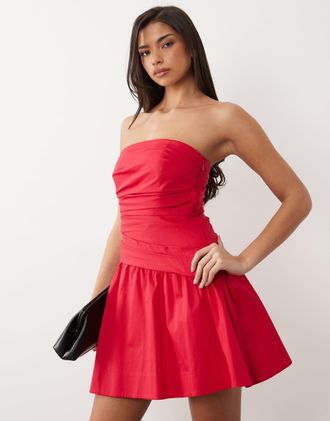Forever New Vestito corto a fascia in cotone color lampone-Rosa