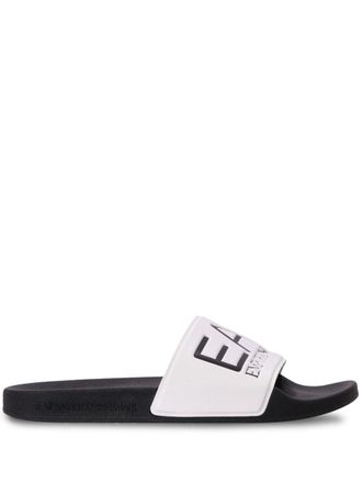 Emporio Armani logo-embossed slides - men - Polyester/Polyester/Rubber - 10 - White