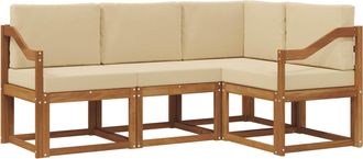 vidaXL Conjunto De Sof&aacute;s De Exterior 4 Uds. Natural Y Beige Vidaxl