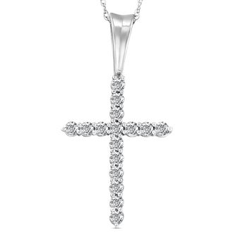 Pompeii3 1/2 Ct Diamond Cross Pendant Necklace 18 White Gold