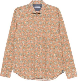 Manuel Ritz Bloemenprint Shirt - Heren - Casual Overhemden - Oranje - 3XL - Overhemden